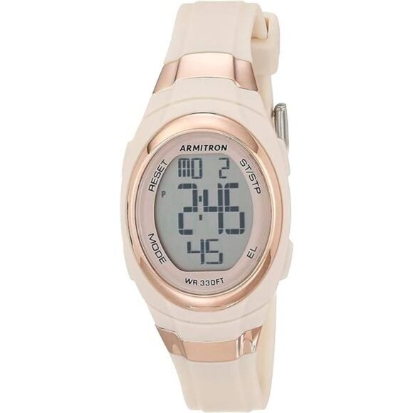 Women\'s Digital Chronograph Resin Strap Watch, 45/7034 Blush Pink/Rose Gold